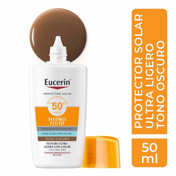 Eucerin Sun Hydro Fluid Textura Ultra Ligera con Color | Tono Oscuro FPS 50+ 50ML