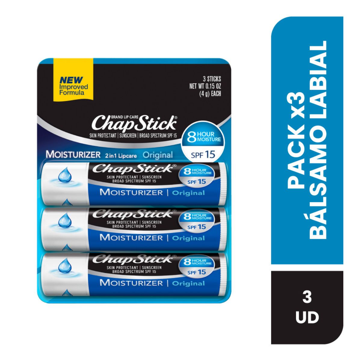 ChapStick Bálsamo Labial Tripack Hidratante 8HR